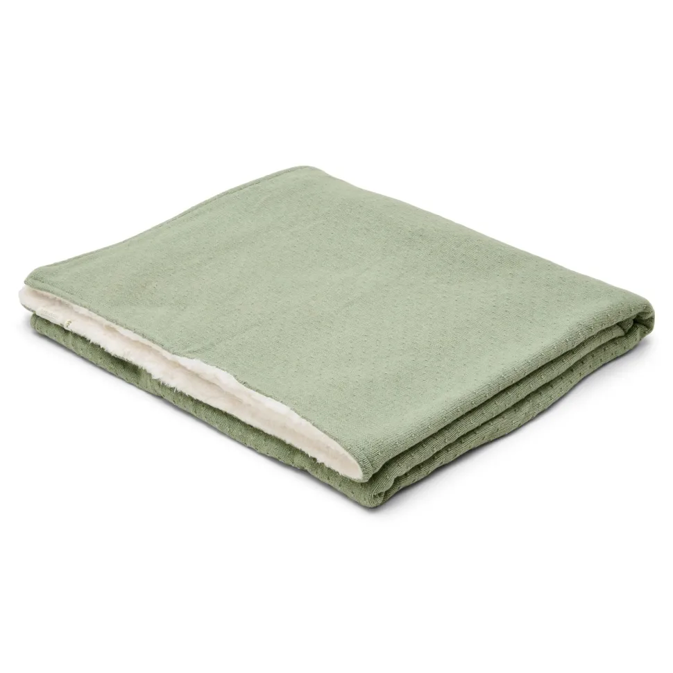 Gebreid ledikantdeken - Fleece – Groen – Essentials
