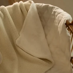 Gebreid ledikantdeken - Fleece – Wit – Essentials