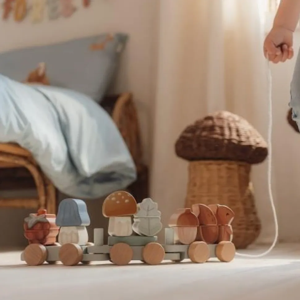 Houten Blokkentrein - Blauw - Forest Friends