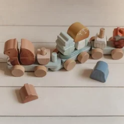 Houten Blokkentrein - Blauw - Forest Friends