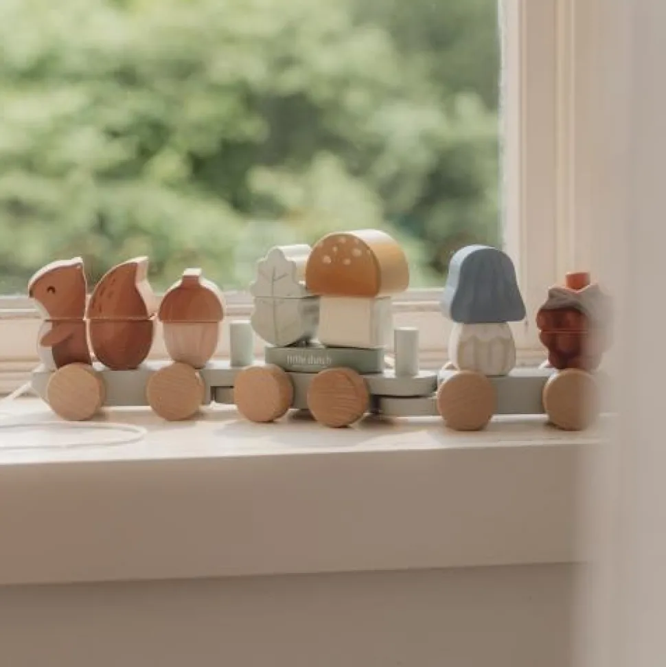 Houten Blokkentrein - Blauw - Forest Friends