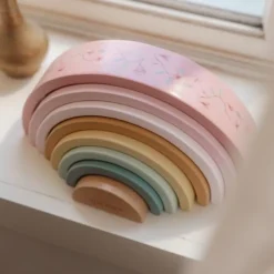 Houten Stapelregenboog - Roze - Fairy Garden