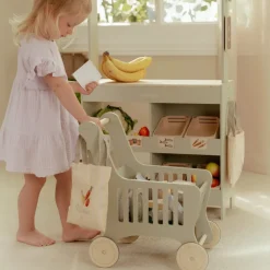 Houten winkelwagen - Groen