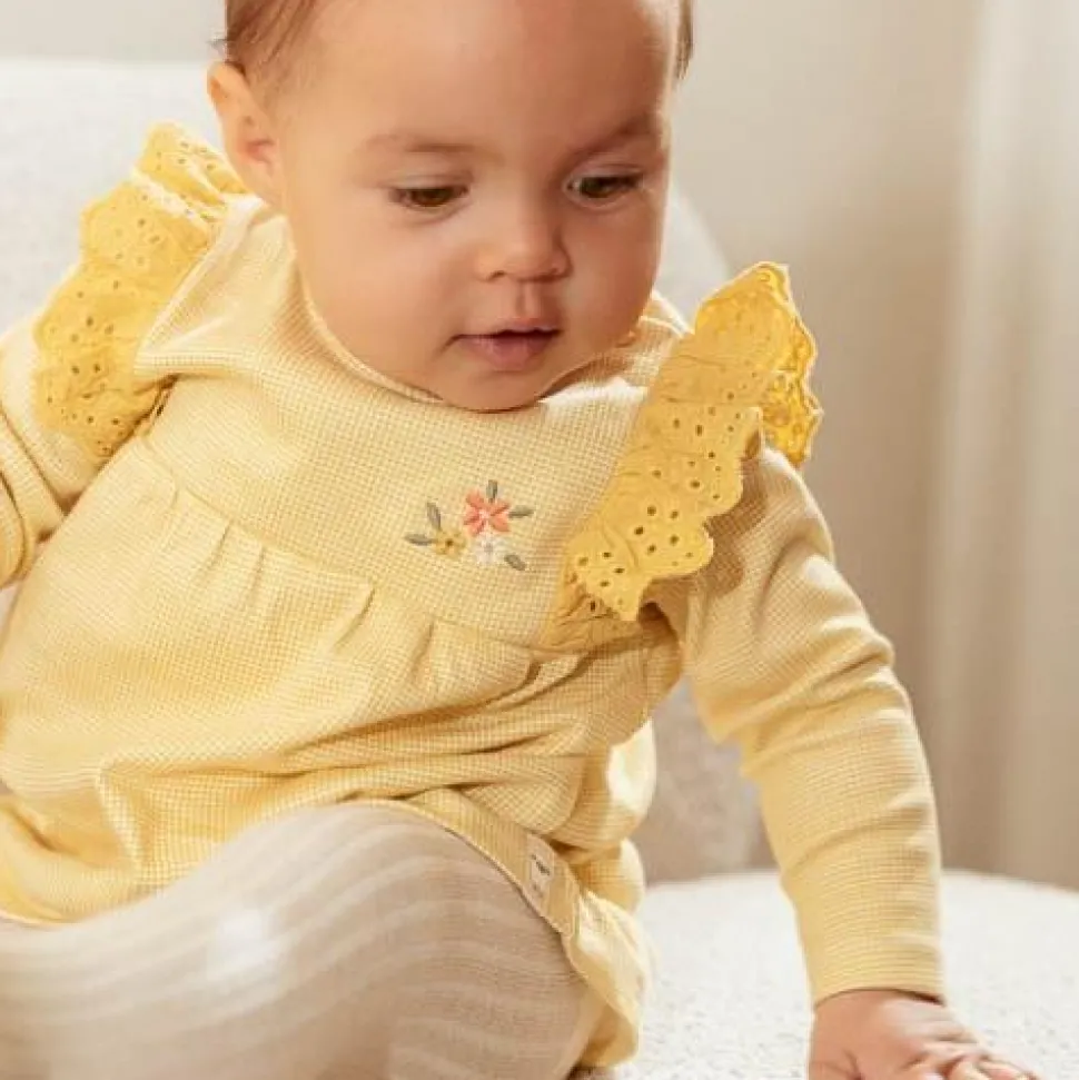 Jurk lange mouw - Geel - Little Farm - Geruit