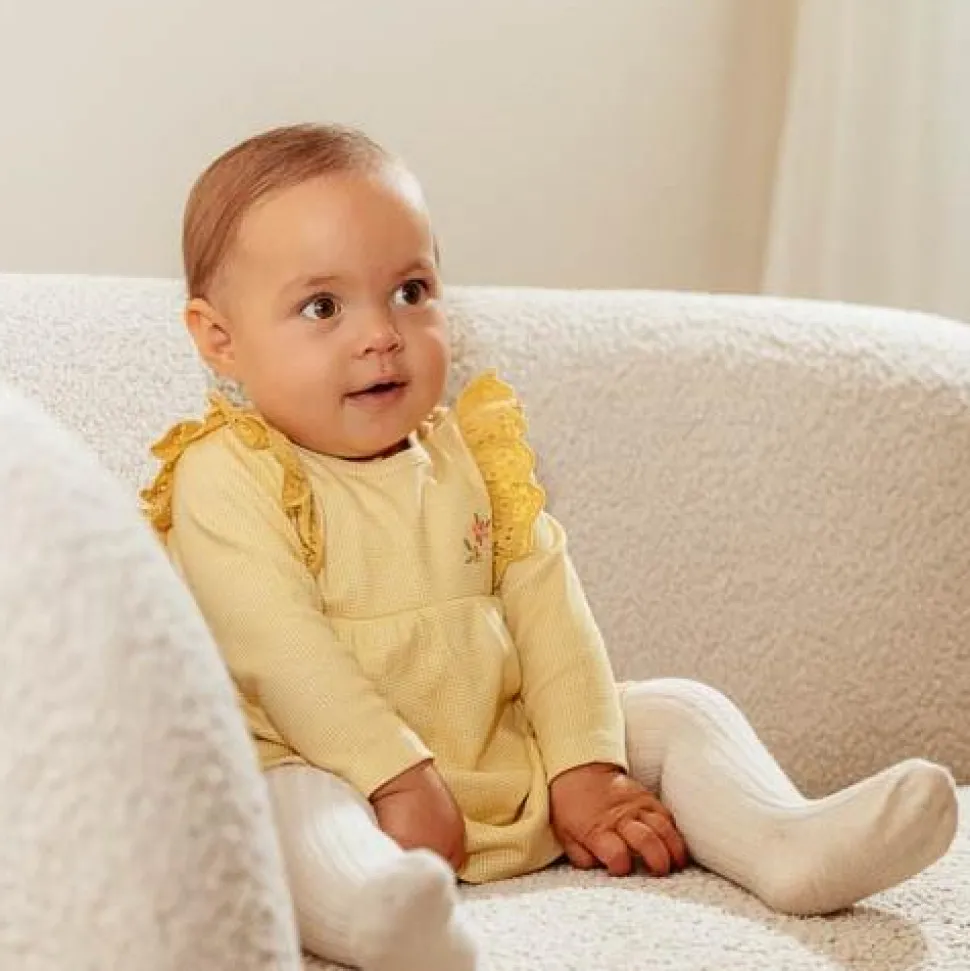 Jurk lange mouw - Geel - Little Farm - Geruit