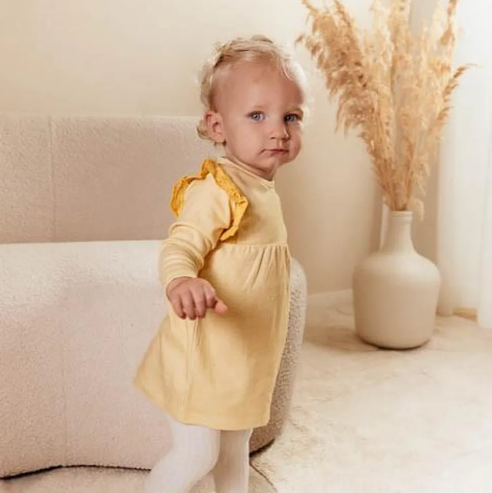 Jurk lange mouw - Geel - Little Farm - Geruit