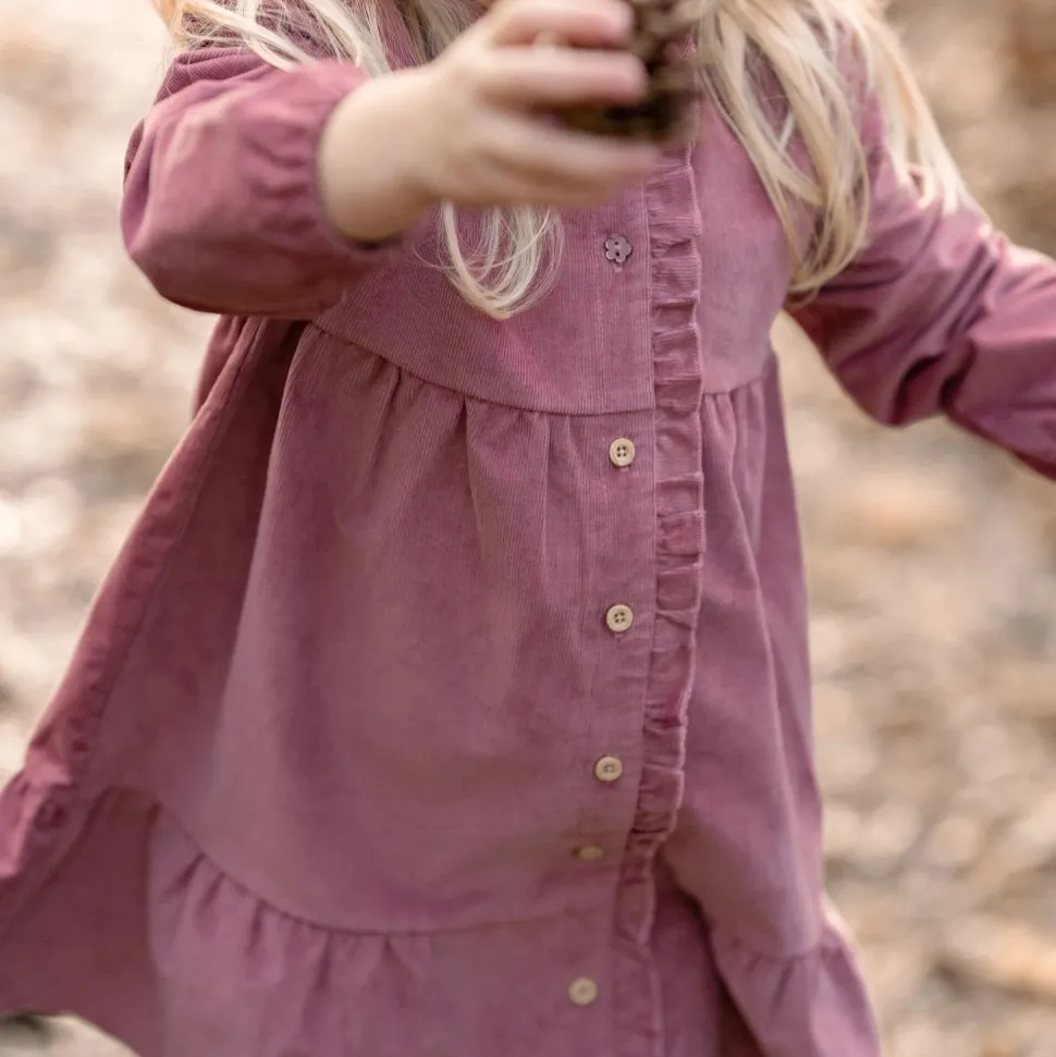 Jurk lange mouw - Roze - Fairy Garden - Corduroy