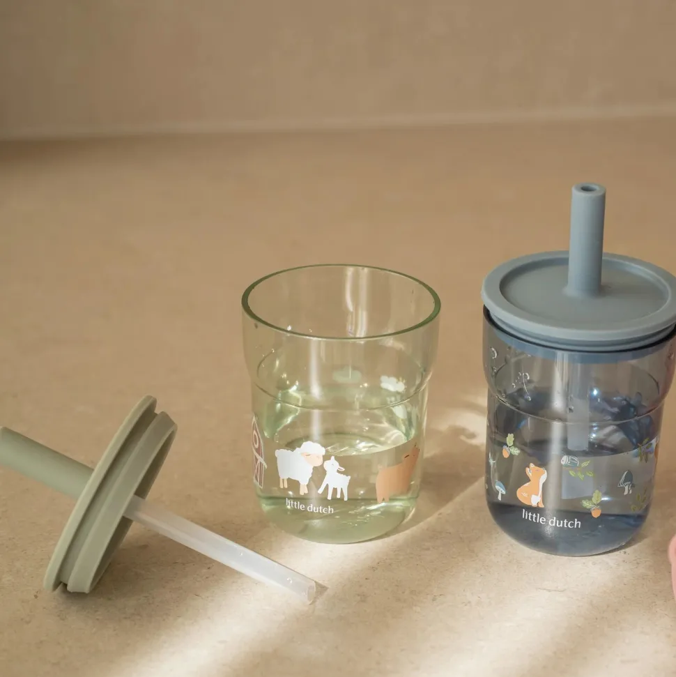 Kinderglas 250 ml Met Rietje Little Farm