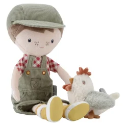 Knuffelpop Boer Jim met kip 35cm