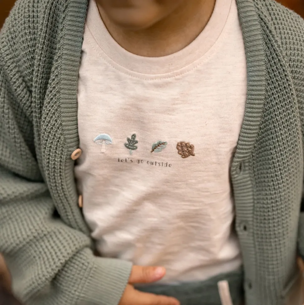 Shirt lange mouw - Zand - Forest Friends - Forest borduursel