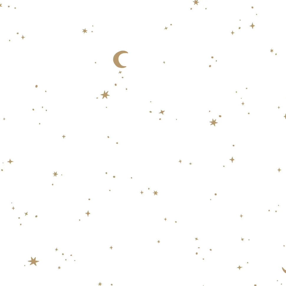 Vliesbehang – Wit – Newborn Naturals – Moon & Stars