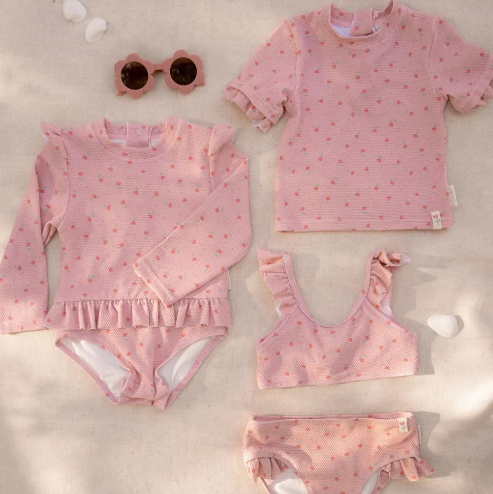 Zwemshirt korte mouw - Lichtroze - Sunny Flowers